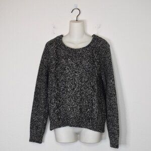 Abercrombie & Fitch Fringed Sweater Sz M Cotton Marled Boho Neutral Minimalist